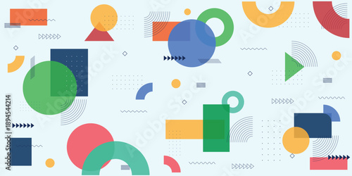 Universal trend halftone geometric shapes set juxtaposed with bright bold line elements composition. Design elements for Magazine, leaflet, billboard, sale