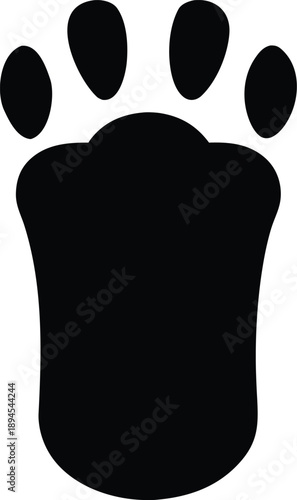 otter paw print webbed toes silhouette vector illustration on transparent background
