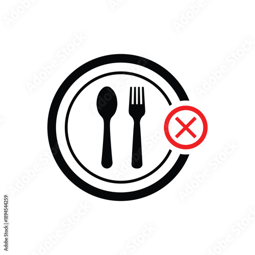 No Food Intermittent Fasting Icon Flat Vector