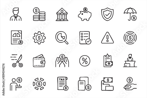 Tax Management Icons for Business Compliance, Payroll Processing Platforms