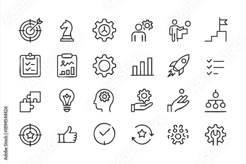 Optimization Management Icons for Project Planning, Corporate Execution Tools