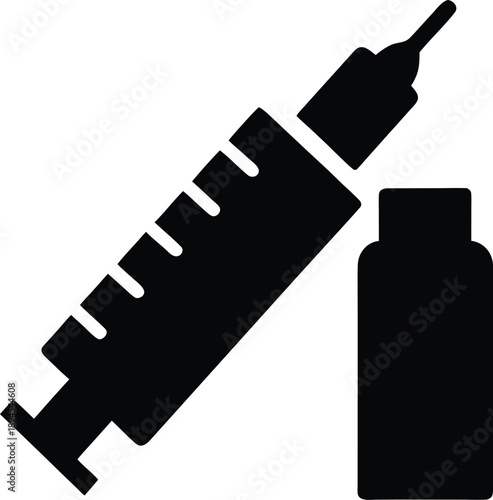 insulin pen injector silhouette vector illustration on transparent background