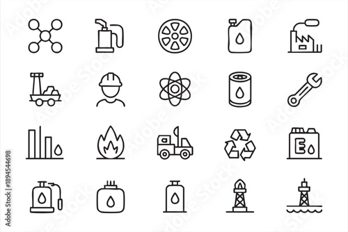 Industrial Energy Icons for Pipeline Operations, Resource Extraction Software