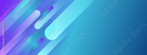 Futuristic composition of blue and cyan diagonal rounded lines with light streaks