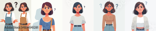VECTOR OF A CONFUSED WOMAN ON A WHITE BACKGROUND FLAT DESIGN
