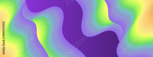 Fluid purple background with wavy neon green and yellow gradients