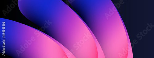 Futuristic 3D fluid shapes with purple and pink gradients flowing over a dark background for high tech visuals
