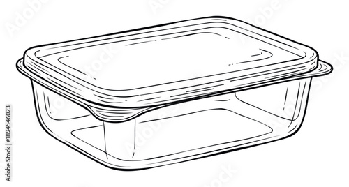 Empty clear rectangular plastic food storage container with a matching snapon lid, perfect for meal preparation, kitchen organization, or packaging various food products for retail display.