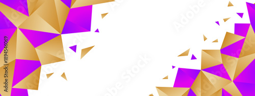 Luxury geometric background with gold facets and purple accents