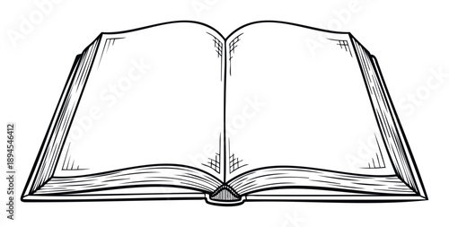 A classic open book with blank pages ready for text or visuals, ideal for educational content, storytelling layouts, and literary themed graphic presentations.