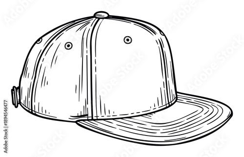 A versatile hand drawn graphic depicting a stylish baseball cap, perfect for various apparel designs, casual wear themes, and sporty branding projects.