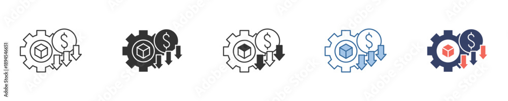 Fototapeta premium Collection of line icons symbolizing financial planning, business process optimization, and investment in education for sustainable growth and economic success