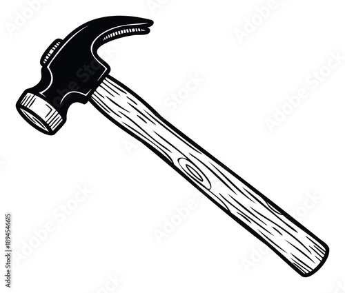 A classic claw hammer with a solid wooden handle is essential for various construction projects, home improvements, and professional carpentry work.