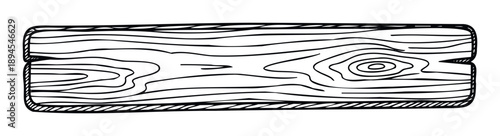 Hand drawn wooden plank with prominent wood grain texture and rustic knot detail, perfect for adding an organic touch to graphic projects, educational materials, or decorative borders