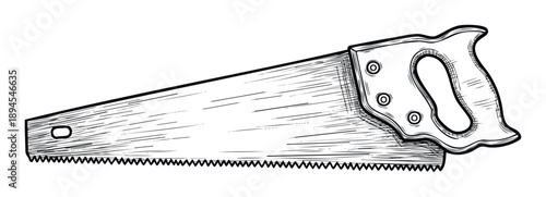 Classic hand saw tool for carpentry and woodworking projects, perfect for construction themes, DIY guides, and traditional craftsmanship designs.