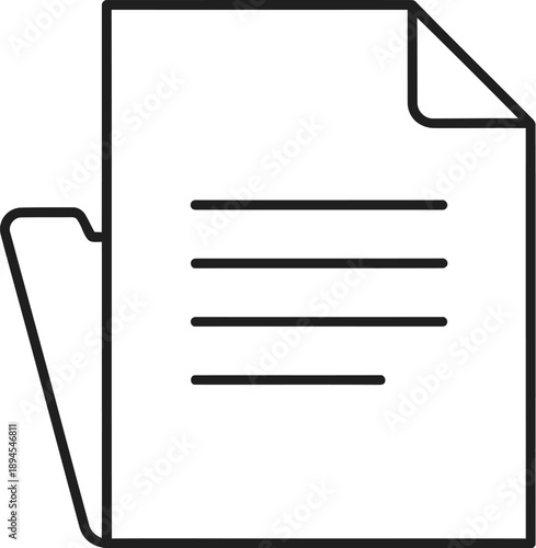 Simple black and white line art icon representing a document folder containing important paperwork or essential file information for digital use