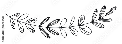 Simple naturalistic plant branch graphic suitable for ecofriendly product packaging, sophisticated print materials, or elegant social media graphics.
