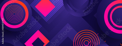 Modern cyberpunk aesthetic background featuring neon purple gradients and layered geometric patterns