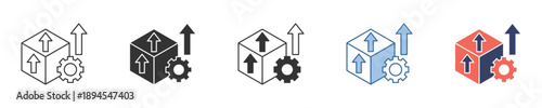 Shipping and Delivery Optimization Icons Set Illustrative Symbols for Logistics, Package Tracking, Process Improvement, and Upgrade Concepts in Modern Business Operations