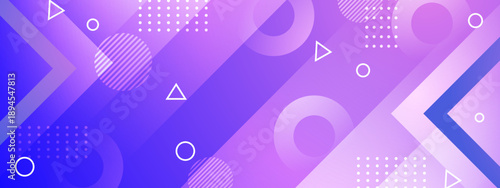Creative abstract purple and blue gradient background with diagonal stripes geometric shapes and dots
