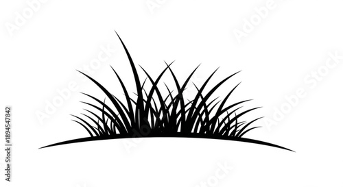 Black silhouette of tall grass blades on a plain white background symbolizing nature and simplicity