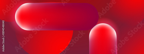 Energetic background design featuring bright red glowing capsules and overlapping circular gradients