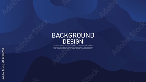 Dark Blue Abstract Background with Smooth Layered Wave Shapes
