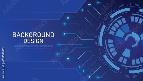 Futuristic Blue Technology Background with Digital Circuit Interface