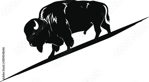 Bison Uphill Silhouette