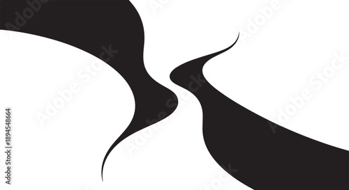 Abstract black and white swirling shapes design element