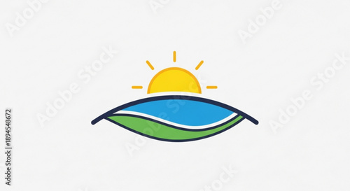 Sunrise over a serene landscape with blue water and green hills symbolizing new beginnings and tranquility in nature