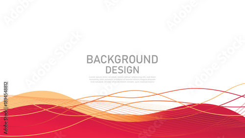 Abstract White Background with Red and Orange Flowing Wave Lines