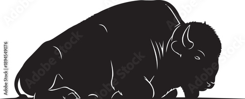 Bison Resting Silhouette