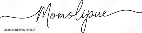 Black handwritten text momolipue cursive
