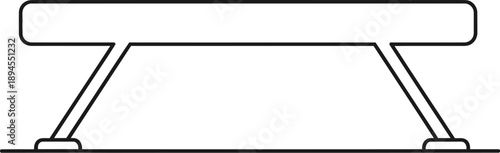 Simple black and white line art icon representing a vaulting horse or gymnastics pommel horse apparatus found in a gymnasium setting.