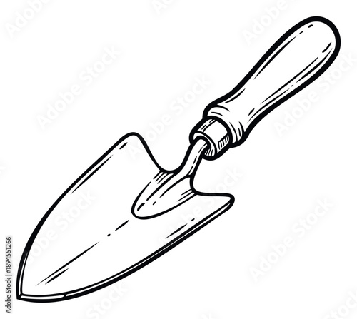 A versatile garden trowel, an essential hand tool for soil preparation, planting seeds, and cultivating plants, perfect for any home gardening or landscaping project.