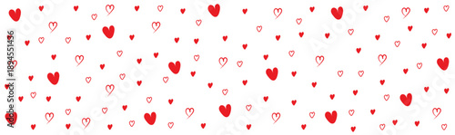 Hand-Drawn Red Heart Seamless Pattern, Transparent PNG, Vector Design for Fabric & Wrapping Paper
