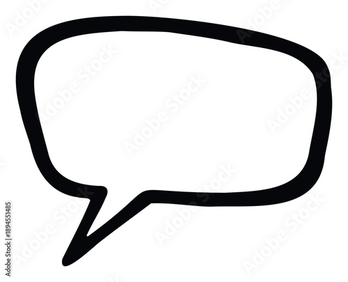 Hand drawn informal talk bubble with a bold black outline suitable for expressing ideas and messages in social media posts, presentations, and interactive applications