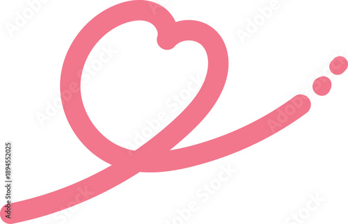 手書きの太い線のくるんとしたハートのイラスト素材