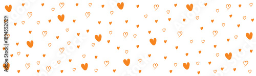 Seamless Pattern of Hand-Drawn Red Hearts on Transparent Background, Vector Illustration
