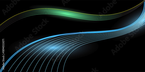 Luxury Premium Corporate Abstract Design. Sparkling blue and glowing green Wave Design. for Events and Birthdays. Elegant Decorative Layout Template.