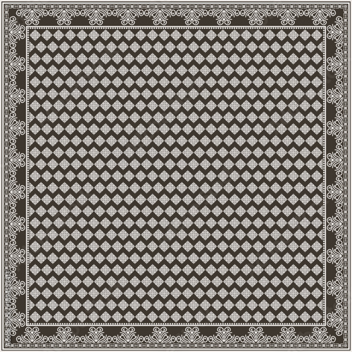 Hijab scarf flower abstract pattern.Ethnic geometric ornament with frame motif border hijab pattern.Design for fabric,print,scarves,shawl,kerchief,bandana,clothing,pareo,pillows,tablecloth,decoration.