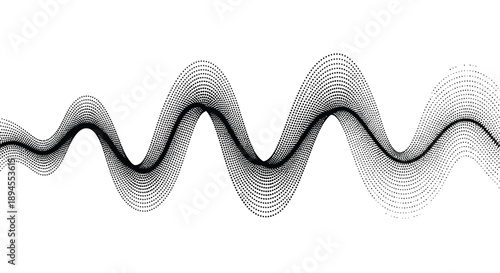 Abstract wave pattern composed of numerous small dark dots