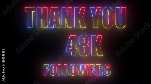Neon text thanks for followers