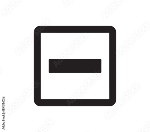 A simple black and white icon of a minus sign in a square