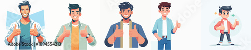 VECTOR OF A MAN RAISING THUMBS UP ON A WHITE BACKGROUND FLAT DESIGN