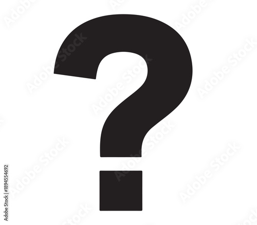 A large black question mark on a white background