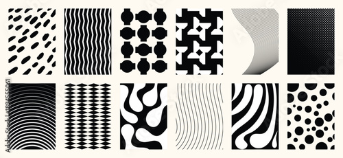 Fabric pattern collection vector set with bold stripes, polka dots, checks, plaids, vintage florals and geometric shapes. Colorful retro design for wall art, textiles, apparel and packaging.
