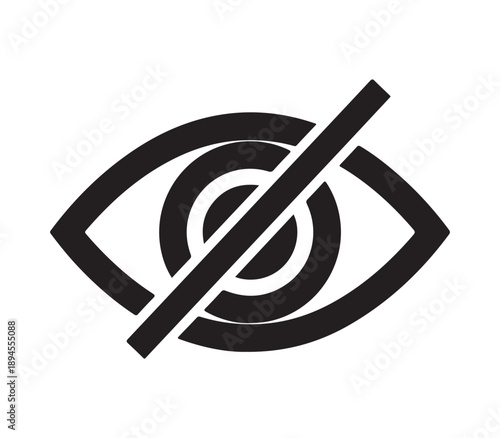 A black and white image of an eye with a line through it