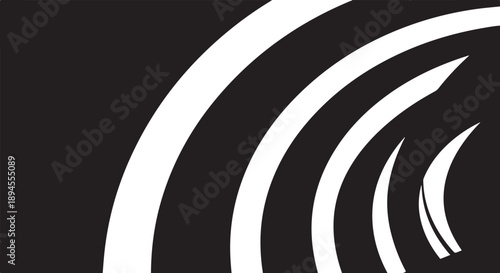 Abstract black and white curved lines background design element